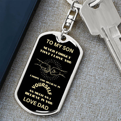 Father to Son, Gift for son, Dog Tag, Keychain, Dog Tag Key Chain, Customized, Engraving