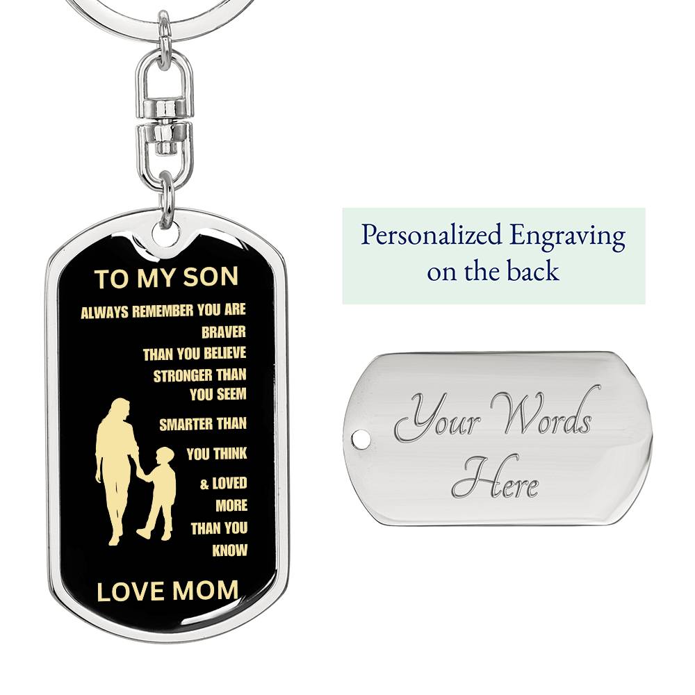 Personal Gifts for Sons, Mom-Son, Custom Engraved Dog Tag, Son-Gift, Sons Valentine