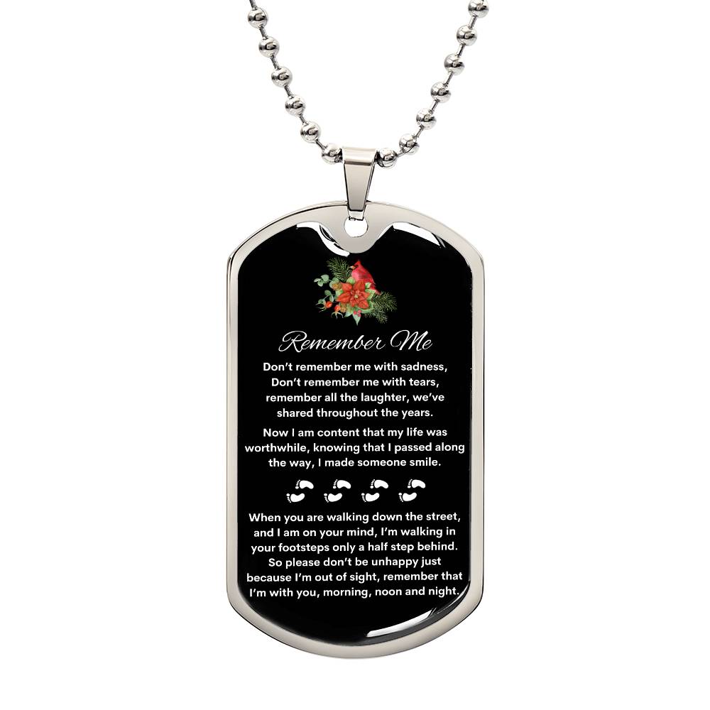 Forget Me Not, Dog Tag Necklace, Loss of Loved One, Loss Of Loved Ones Gift, Remember Me
