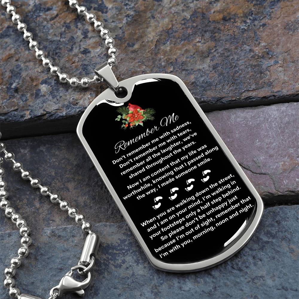 Forget Me Not, Dog Tag Necklace, Loss of Loved One, Loss Of Loved Ones Gift, Remember Me
